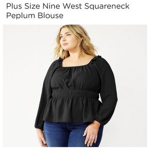🥳FINAL PRICE👍🖤 NWT‼️ Nine West brand Plus Size Squareneck Peplum Blouse